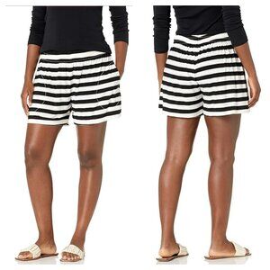 NEW Norma Kamali Boyfriend Elephant Sweat Short 3/4 Stripe Black White Size XS